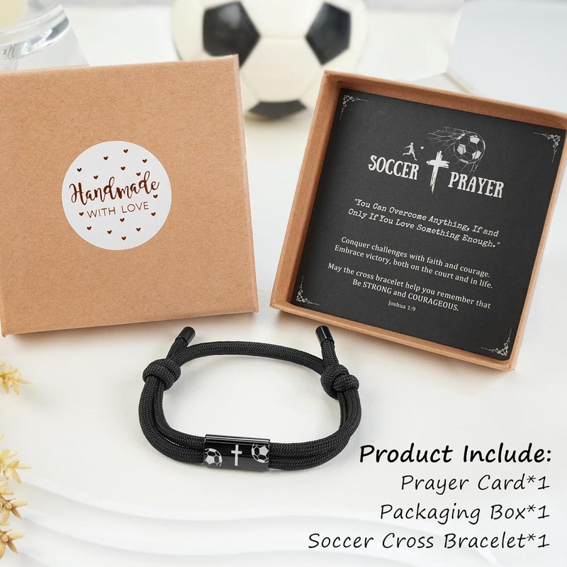 PEALICIOUS Mens Cross Bracelet as Boys Valentine Gifts, Soccer Baseball Joshua 1 9 Cross Bracelet Basketball Philippians 4:13 Accessories as Christian Valentines for Sons Baptism Confirmation - Image 5